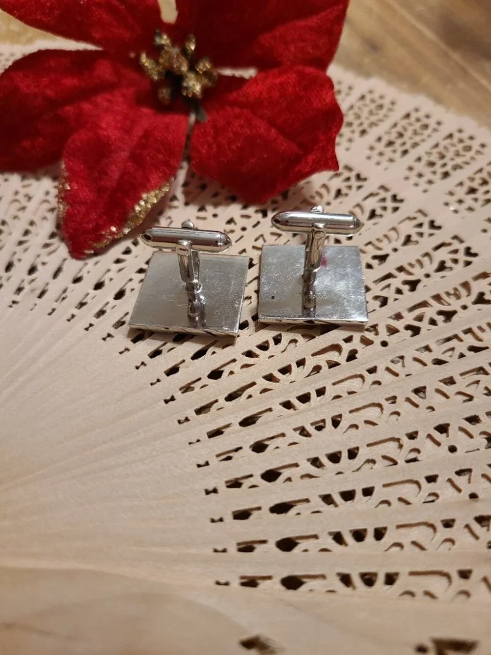 Cuff Links For Sale Silver Tone with black, Accepting offers on Mondays